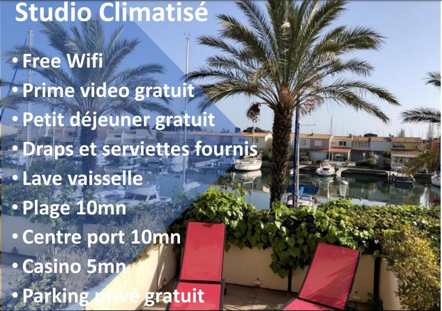 Cap Capistol Studio Avec Terrasse, Vue Port Agde Exterior photo